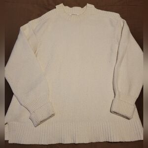 Anthropologie Cold Shoulder Cream Knit Pullover